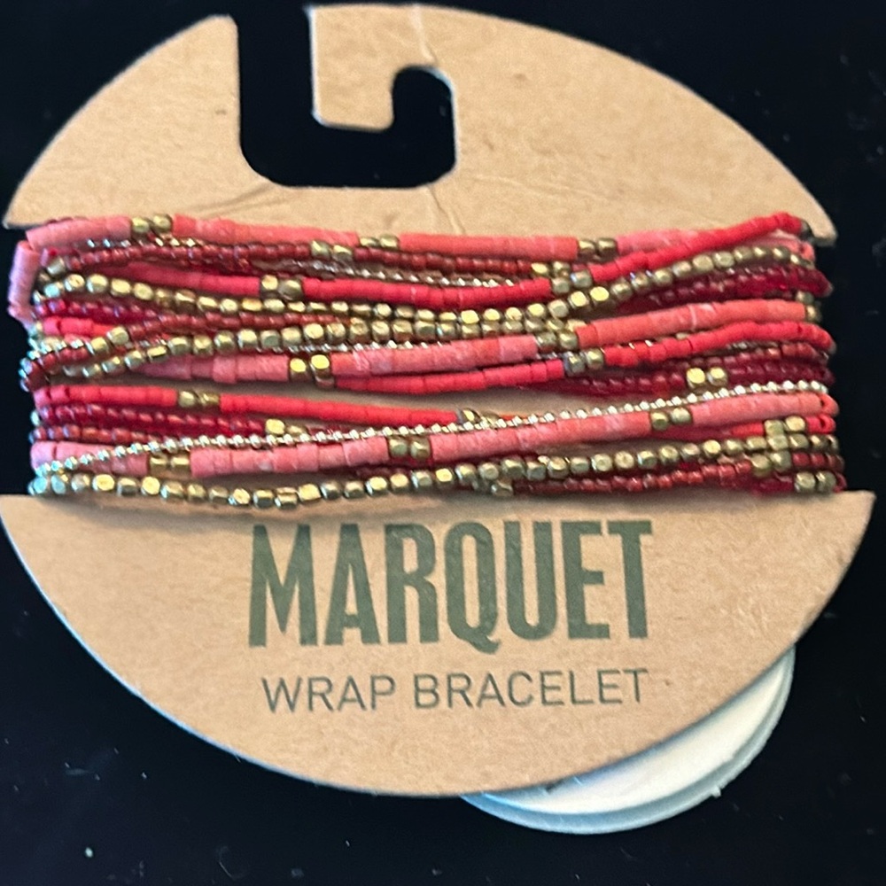 Marquet wrap bracelet AKHA tiny coral gold colored semi precious stones beads